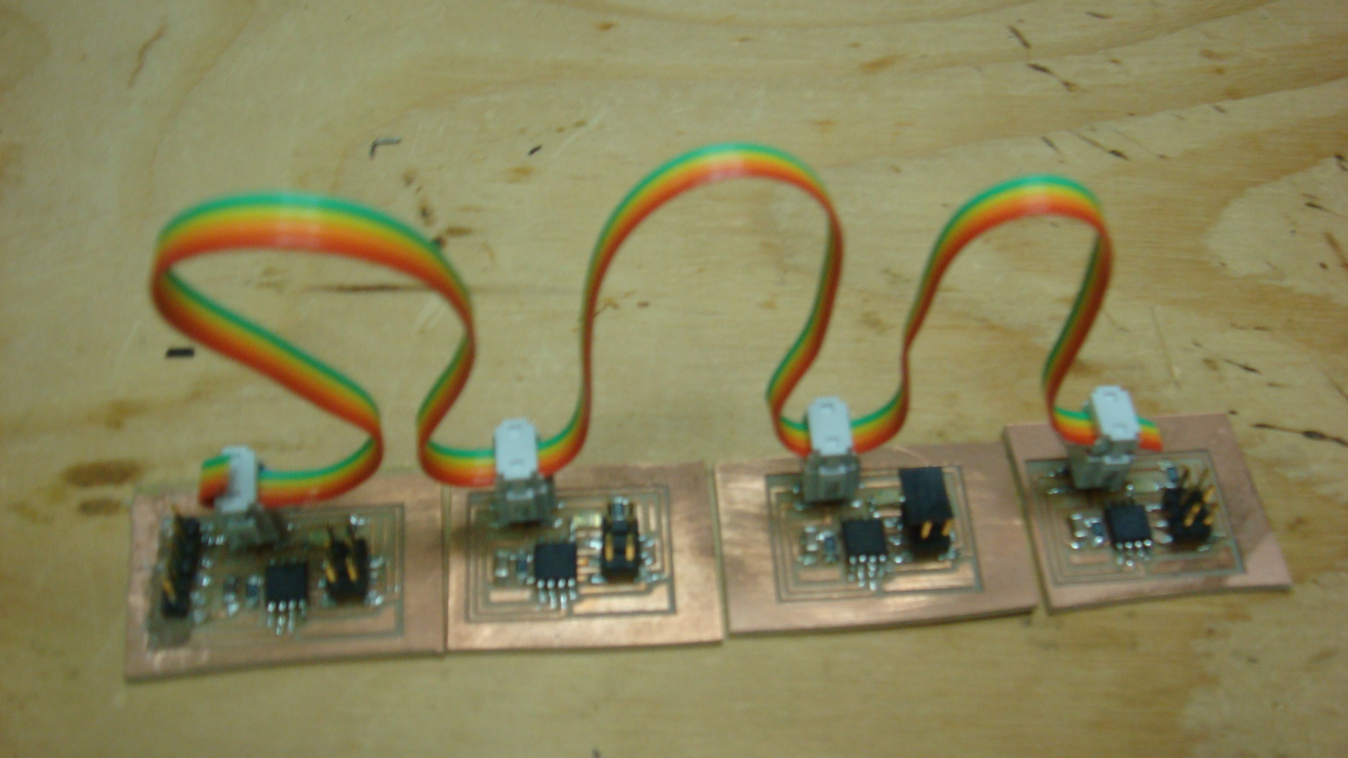 Bridge and Node boards with ribbon cable