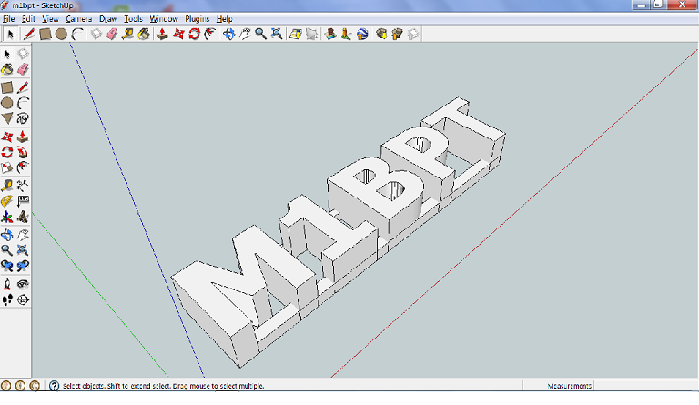 resulting data input using the 3D text tool