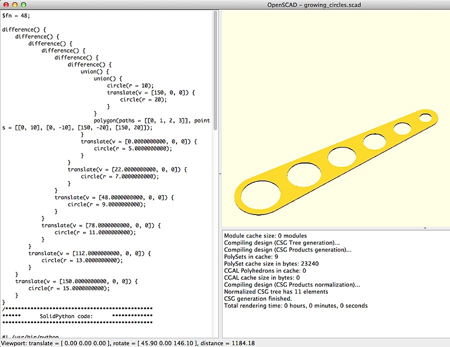 OpenSCAD and the code Evan Jones made in 2.5 minutes.