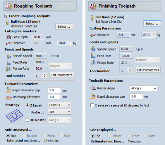 Toolpath settings