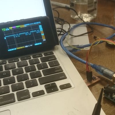 Oscilloscope showing communications signal