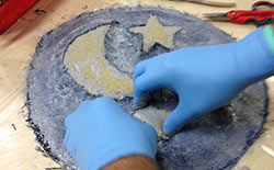 applying resin: