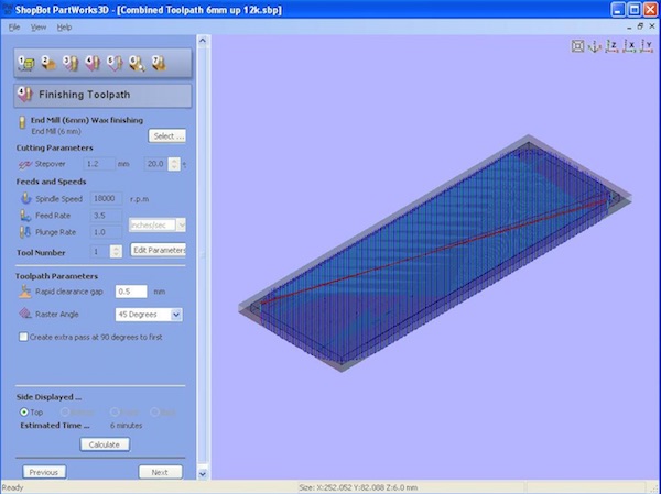 finishing toolpath