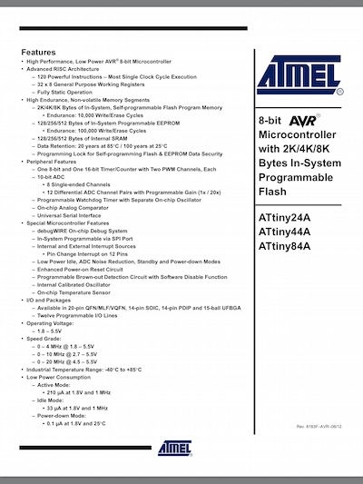 ATtiny44A features
