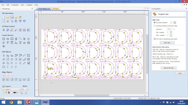 PartWorks toolpath tabs