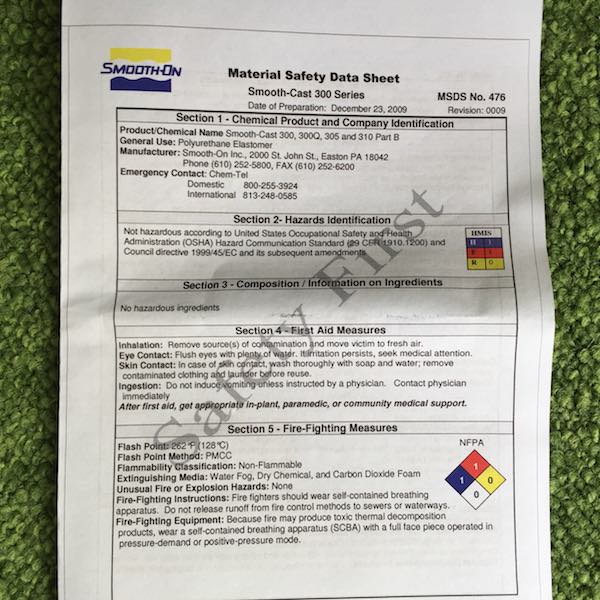 Smooth-Cast 310 material safety data sheet