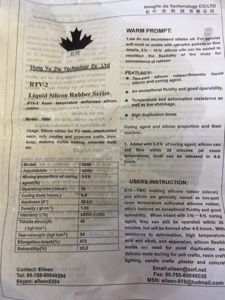 Silicon rubber RTV-2 data sheet