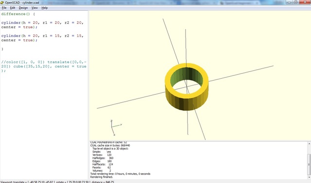 first cylinder with openscad