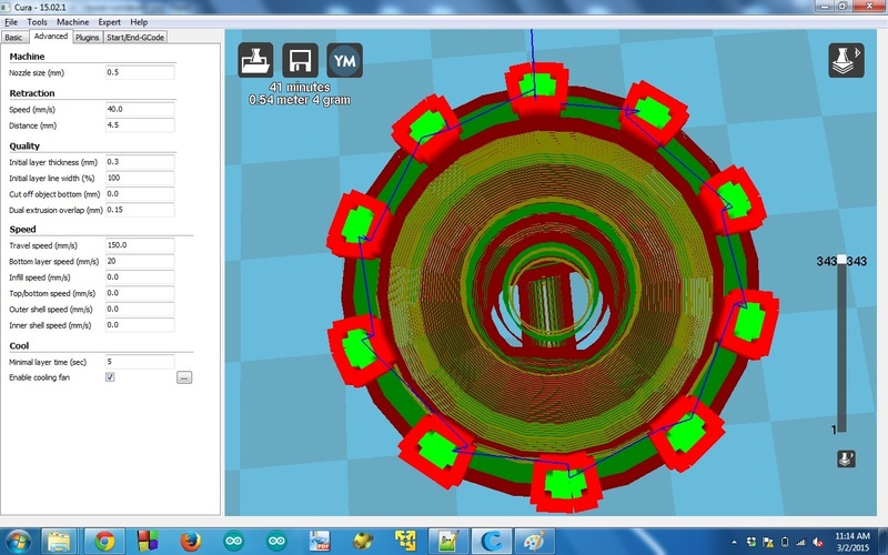 cura top view of the hole