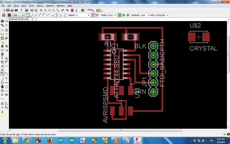 eagle board - right capacitor and resonator