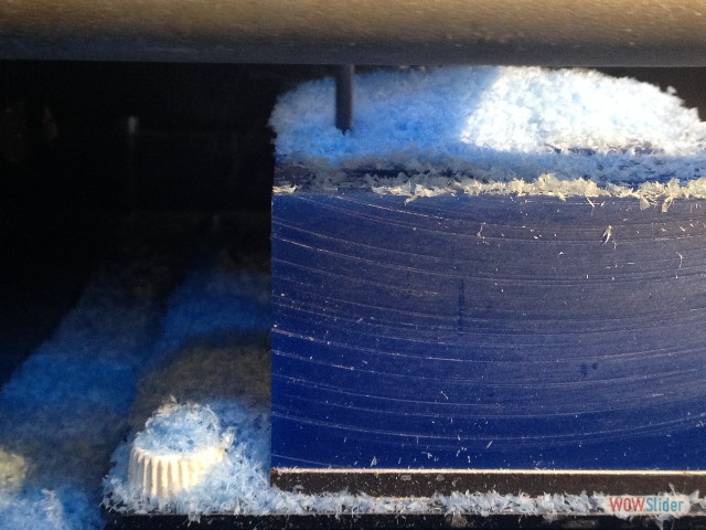 steady snowfall of wax sawdust