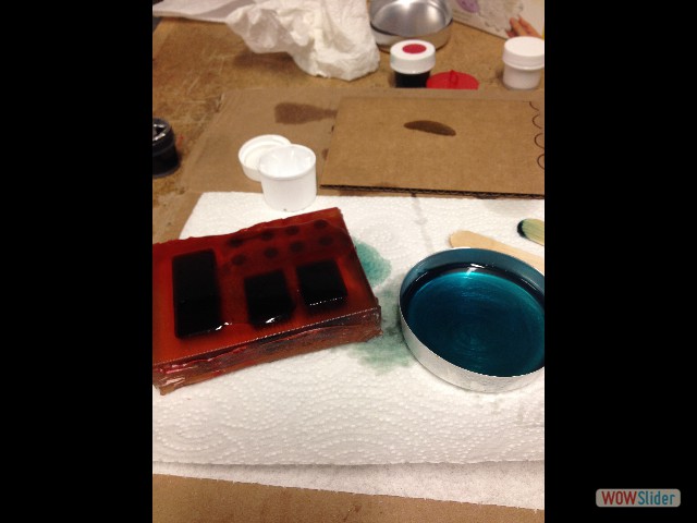 plastic with a drop of blue dye