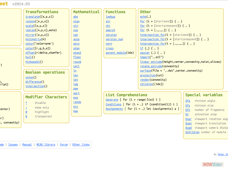 OpenScad cheatcheat...just one page!