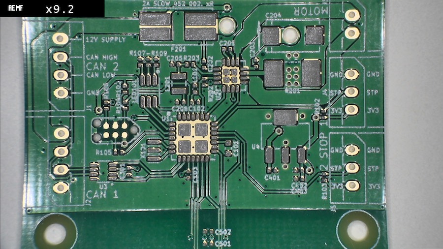 A motor board with solder paste applied