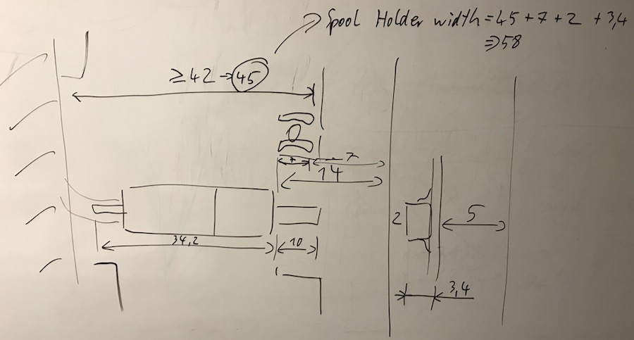 a sketch to determine the necessary width of a spool holder