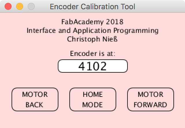 The user interface of the calibration tool