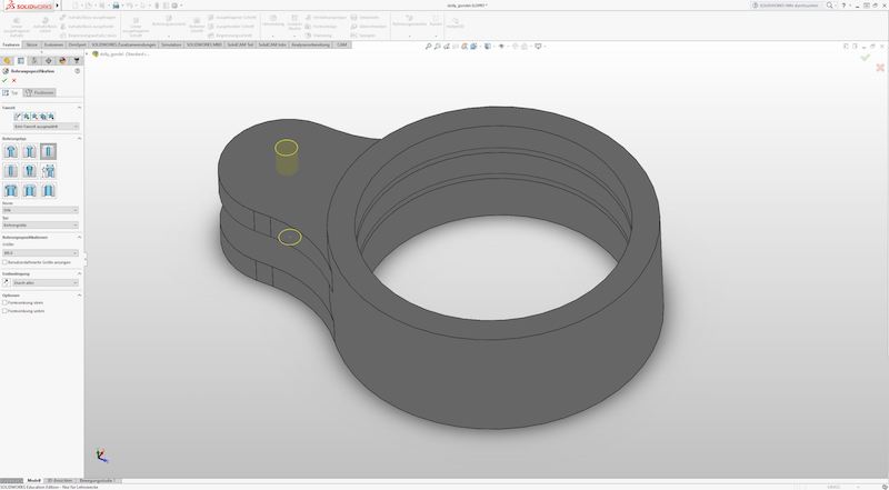 SolidWorks drill hole
