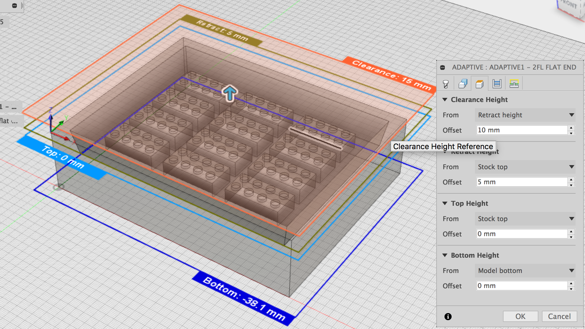 Setting the toolpath 'heights' settings