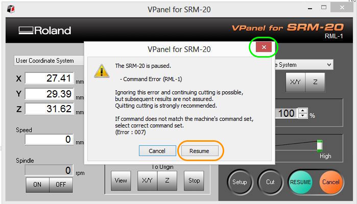 VPanel error message