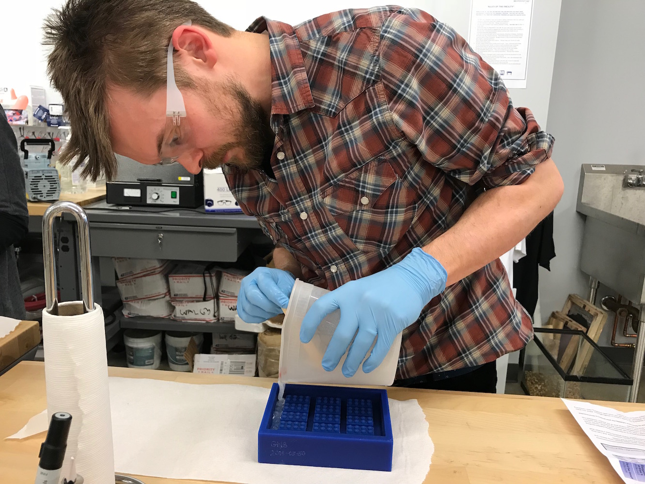 Pouring the silicone into the countermold
