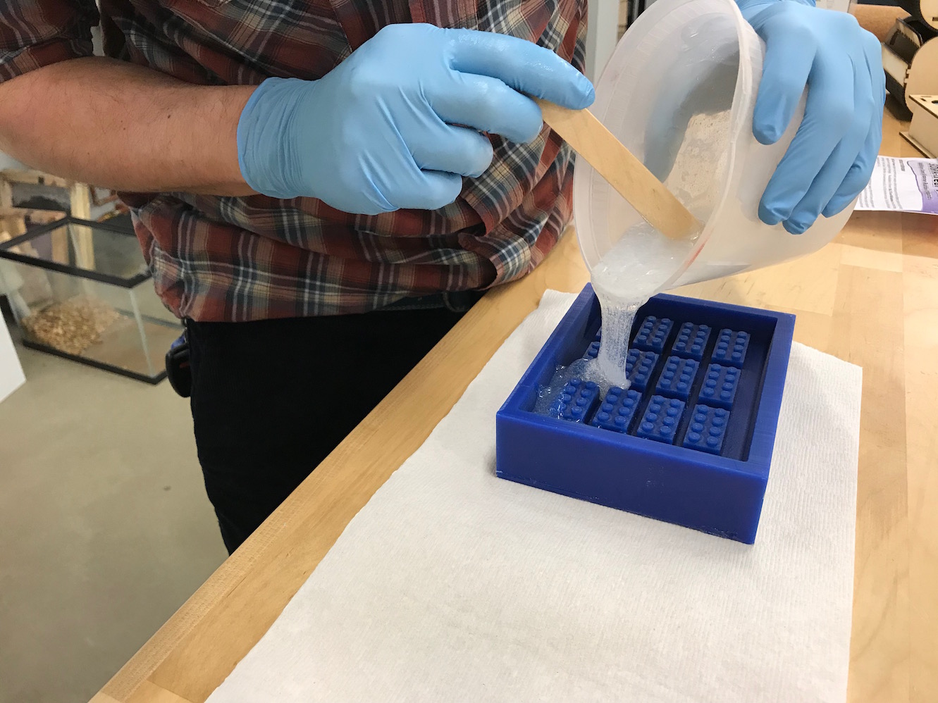 Pouring the silicone into the countermold