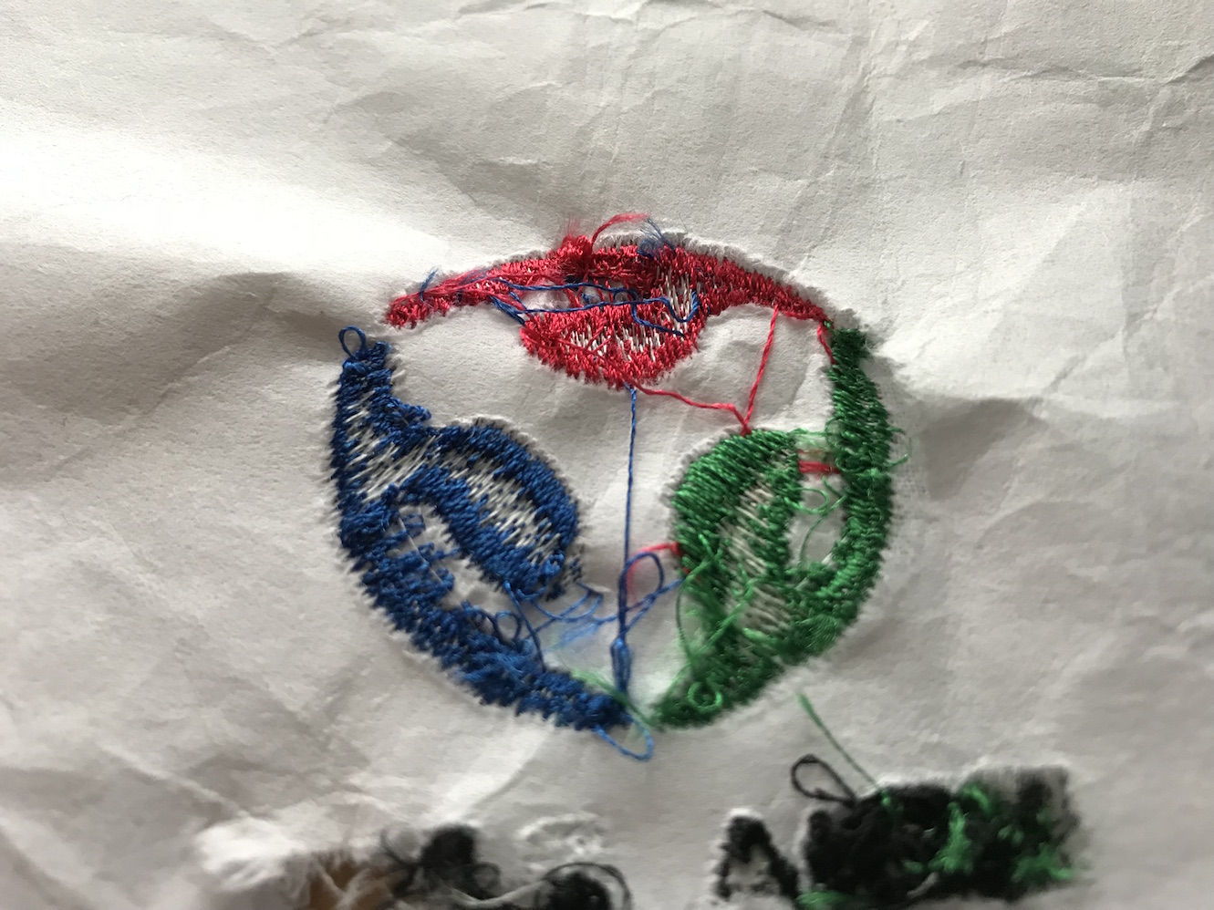 underside of embroidery