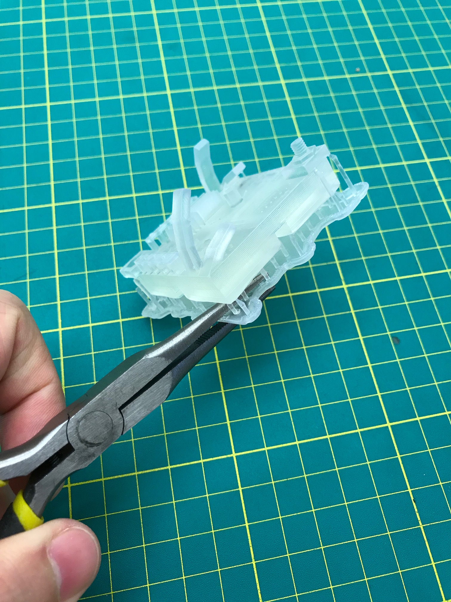 breaking off the supports