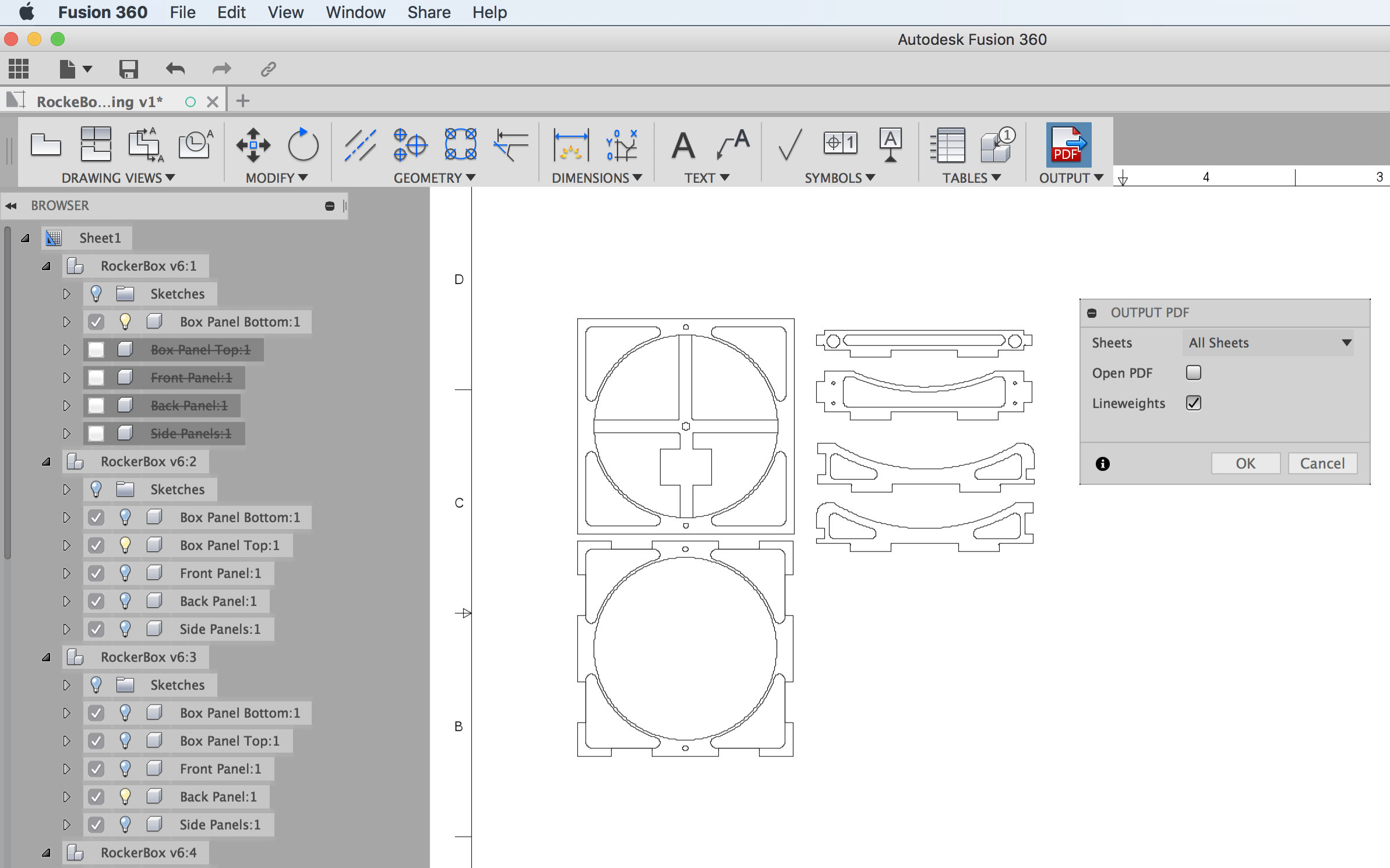 Finally, I exported the pdf of my parts
