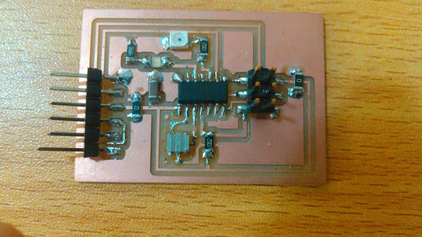 Soldered components on a PCB