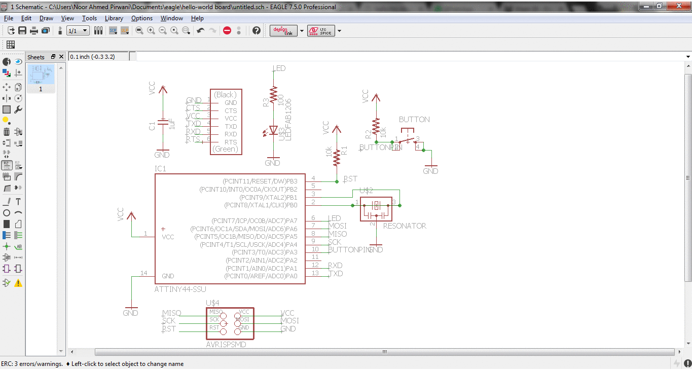schematic completed and ERC command