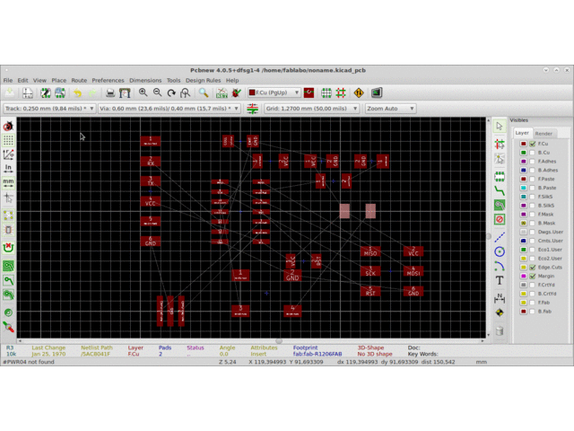 GIF animation of trace attempts on PCB design