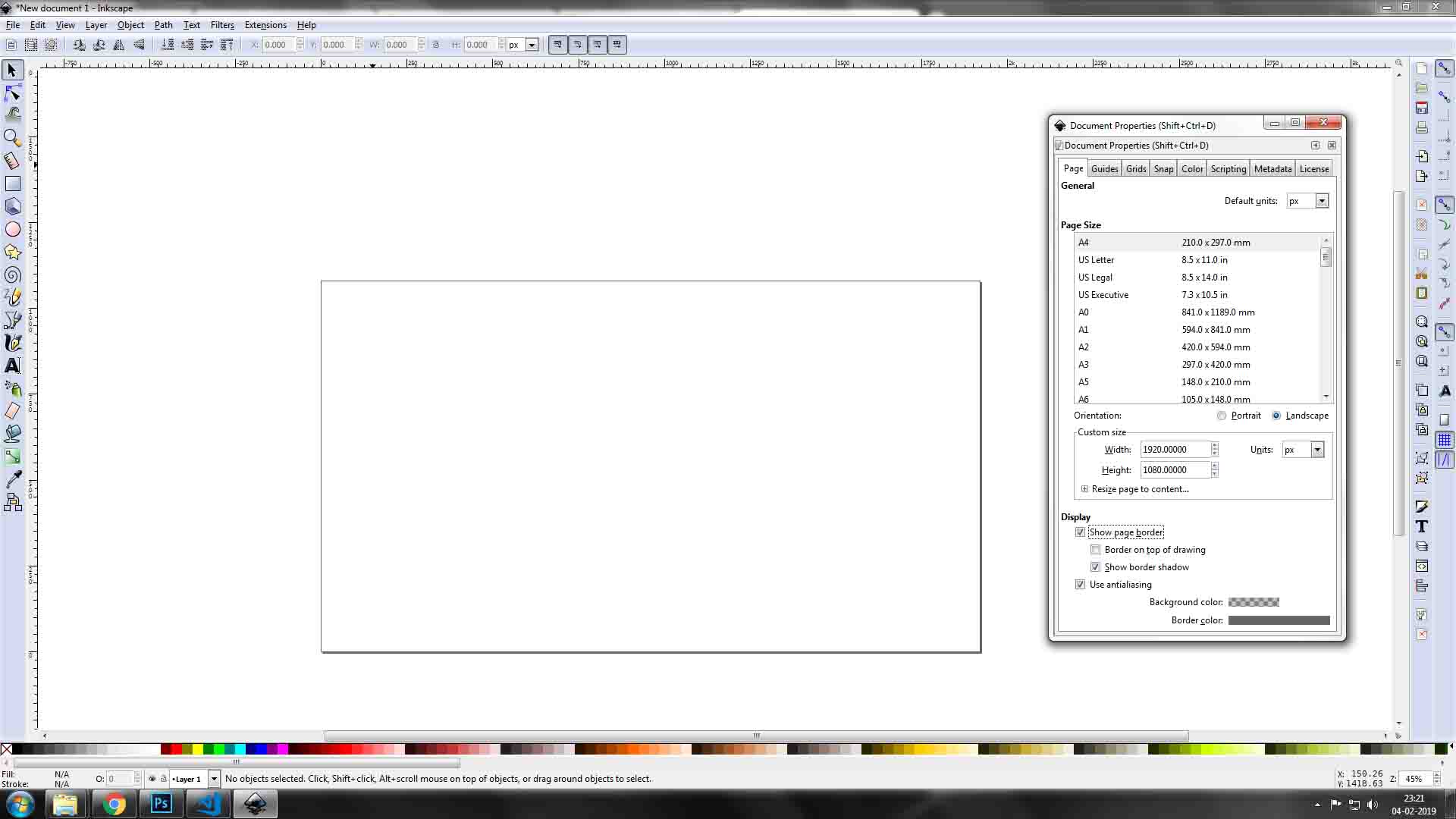 inkscape gradient center