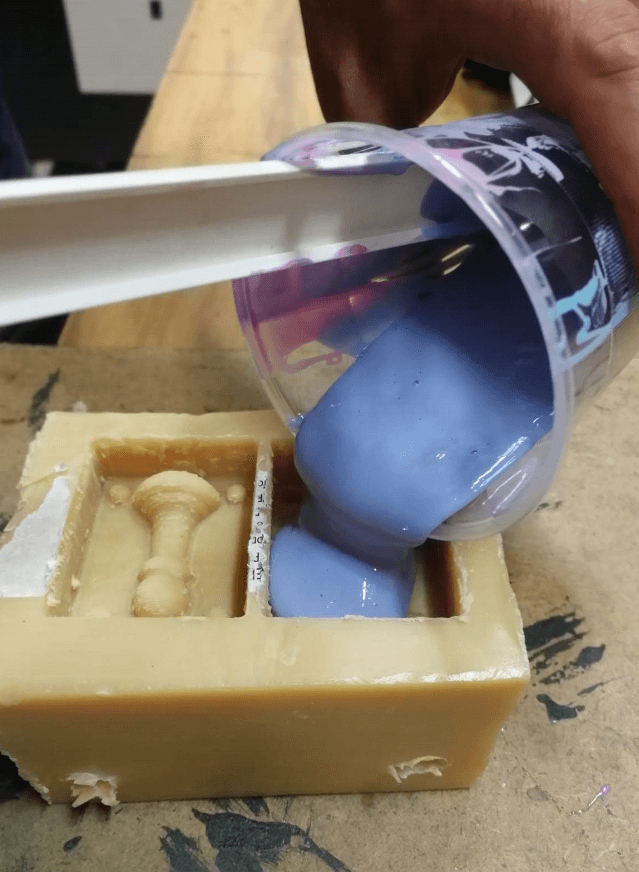 Silicone poured into mold