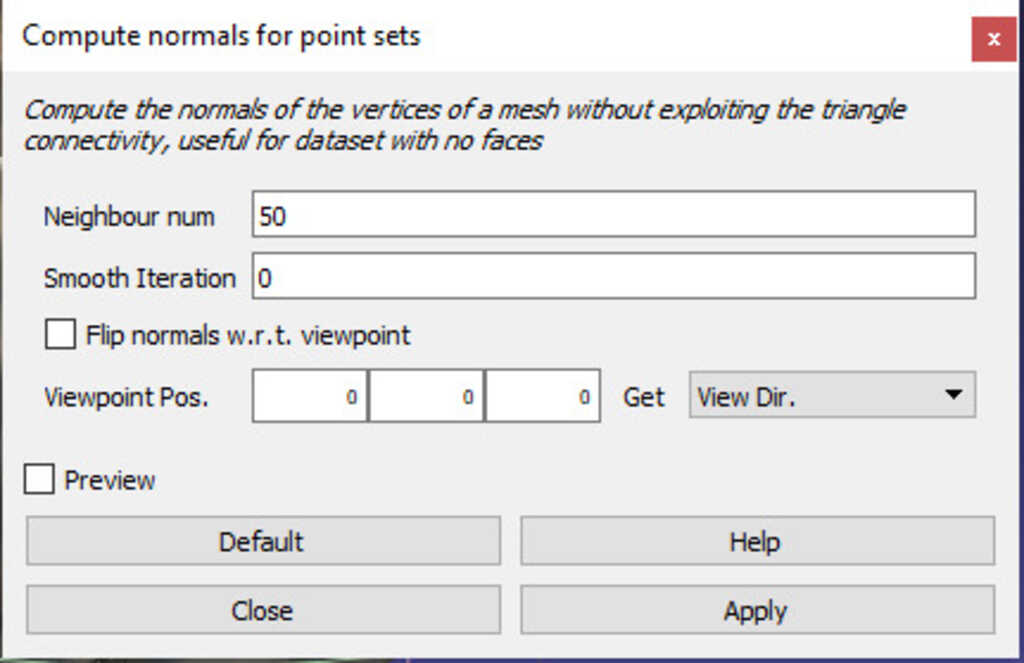 parameter compute normal point set