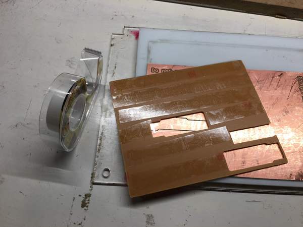 Double sided tape on copper plate