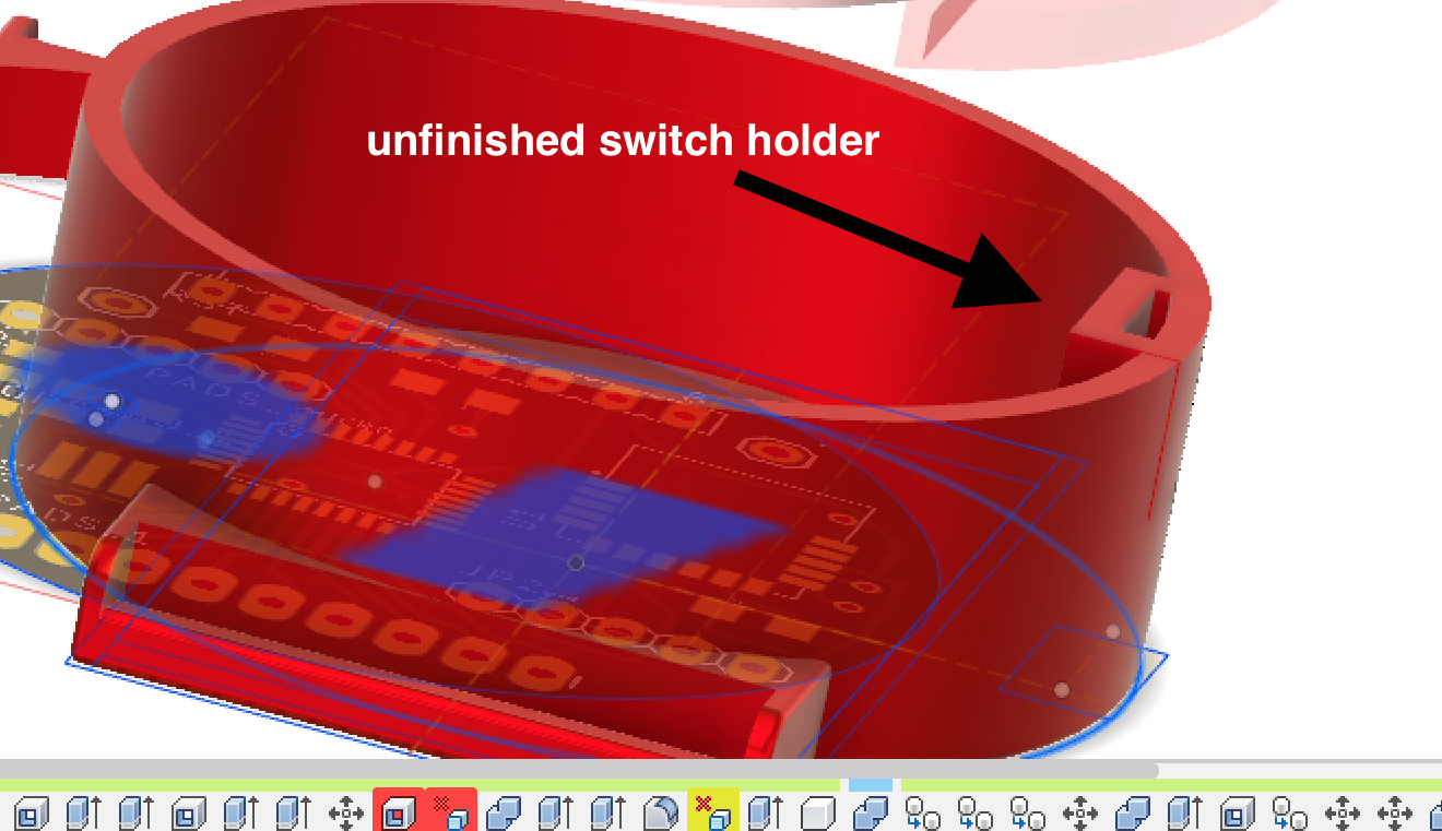The watchbody design with the unfinished switch rectangle
