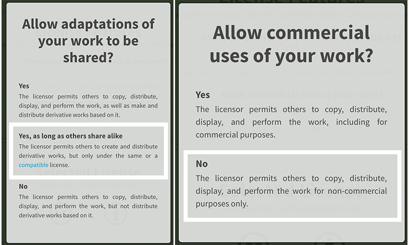 Options Creative commons