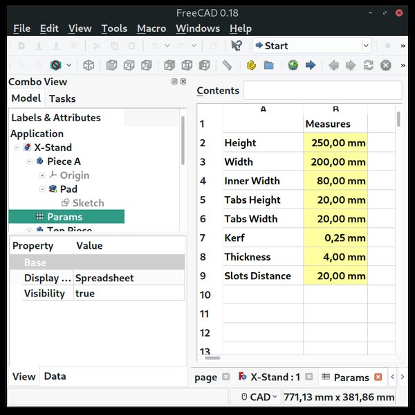 freeCAD spreadsheet