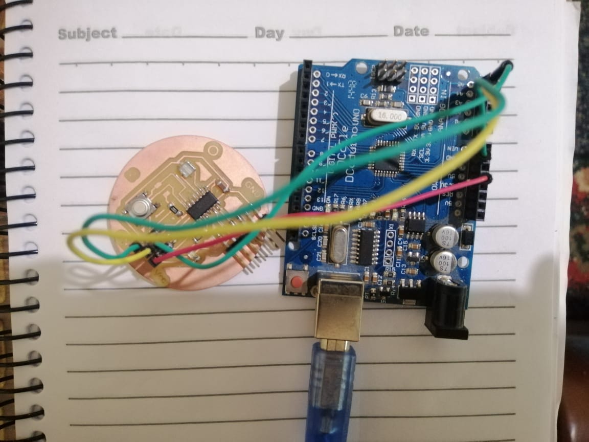Physical circuit, ATtiny 44 and Arduino UNO