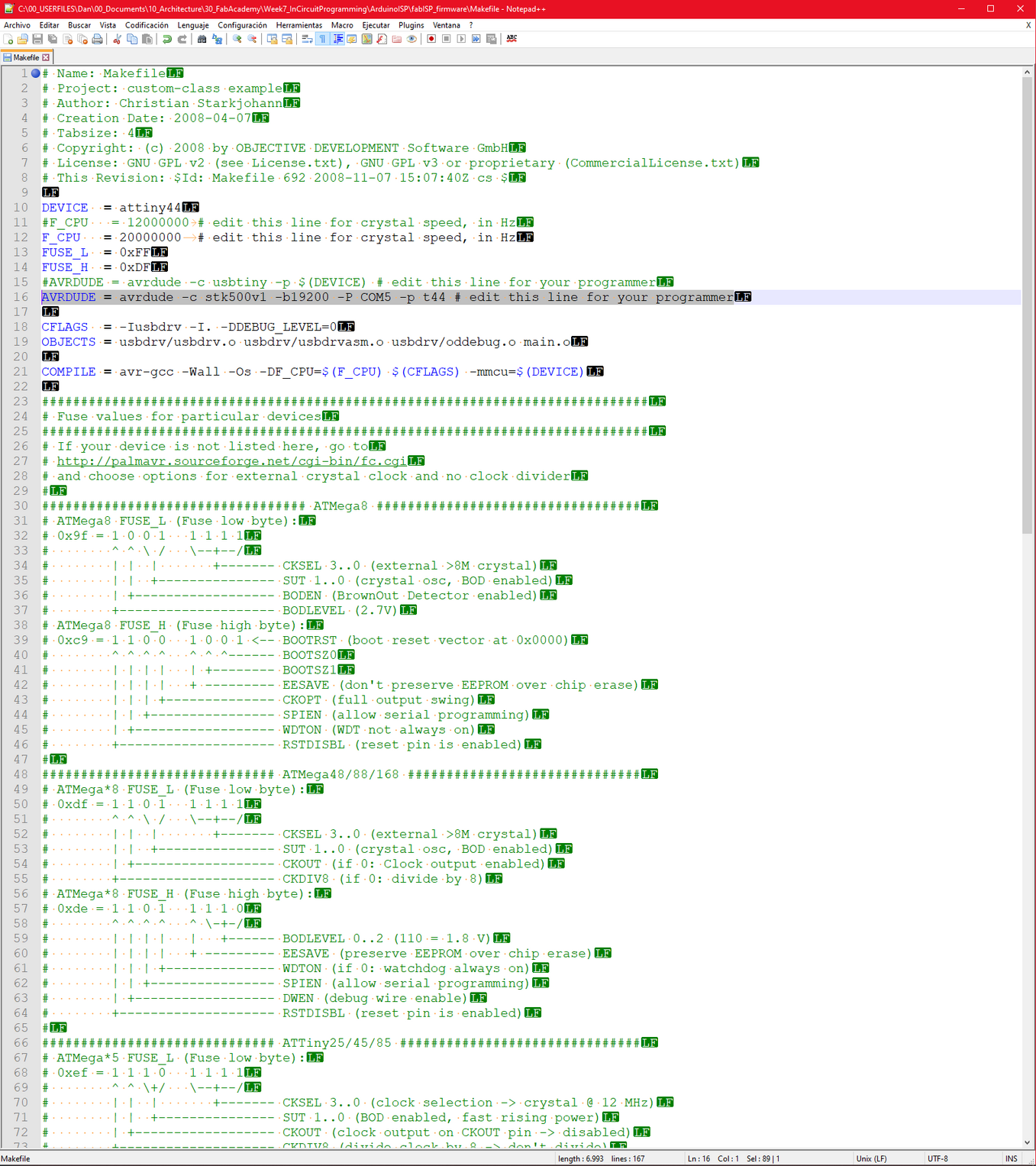 Process: Modify AVRDUDE command in make file