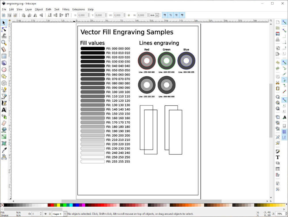 Inkscape - Drawing for testing engraving