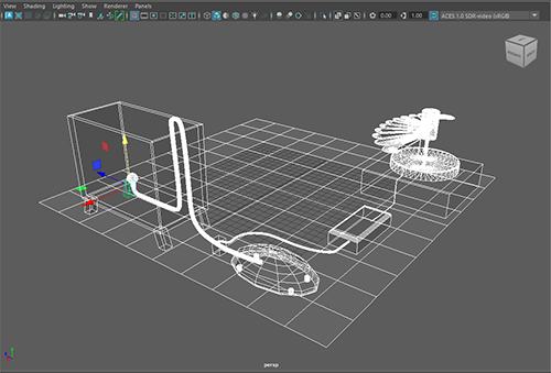 All parts completed in wireframe mode