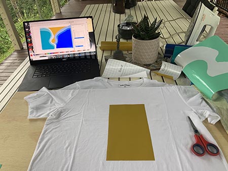 Vinyl applied to the t-shirt