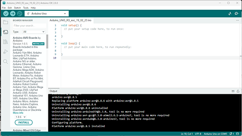 Install the Arduino UNO R3 board into the Arduino 9Integrated Deevelopemnt Environment)IDE