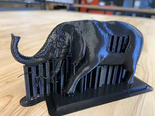 Elephant print out of printer with raft and support