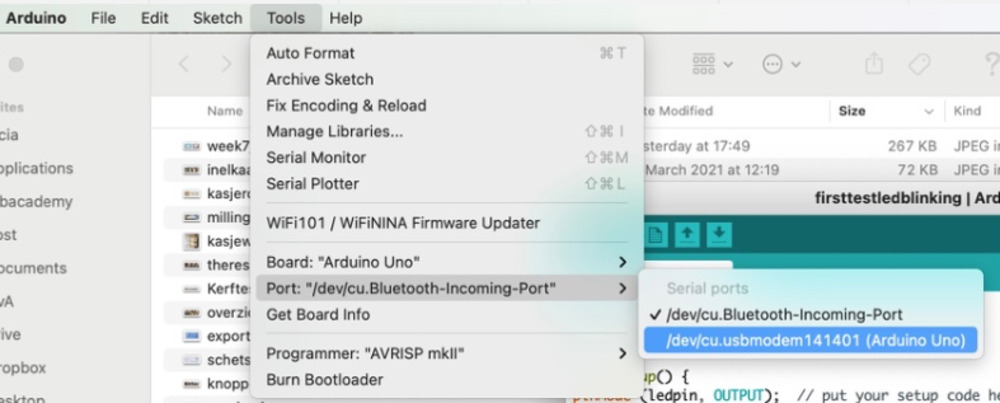 Lucia Jonkhoff’s Screen shot Tools menu in Arduino 