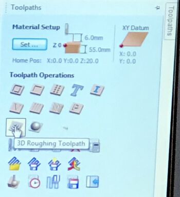 The “3D Roughing Toolpath” icon, with the “3D Finishing Toolpath” icon to the right of it