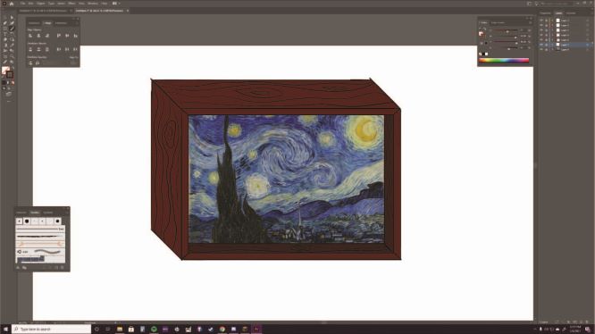 The sketch with artwork in the frame
