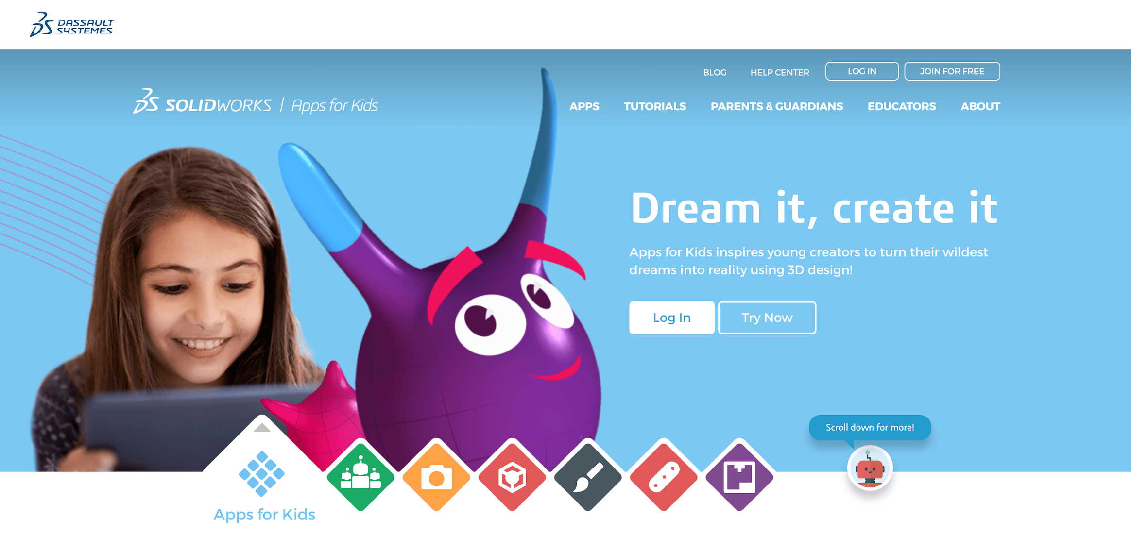 Solidworks Apps for Kids Homepage