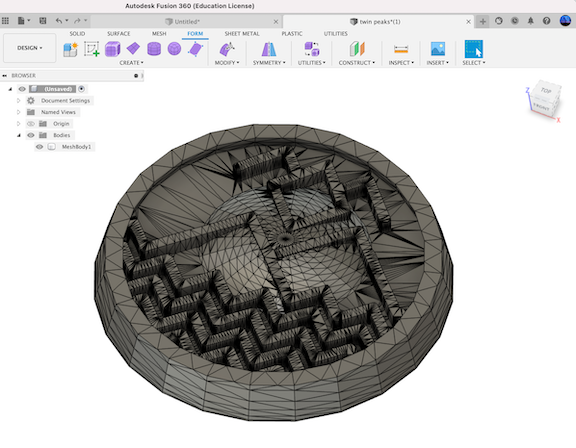 Designing CAD model of Twin Peaks Owl Symbol in Fusion360